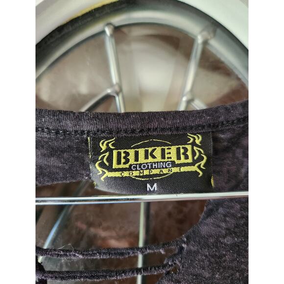 Biker Clothing Company Distressed Tied Shirt Guns Angel Wings Size Medium - Picture 3 of 4